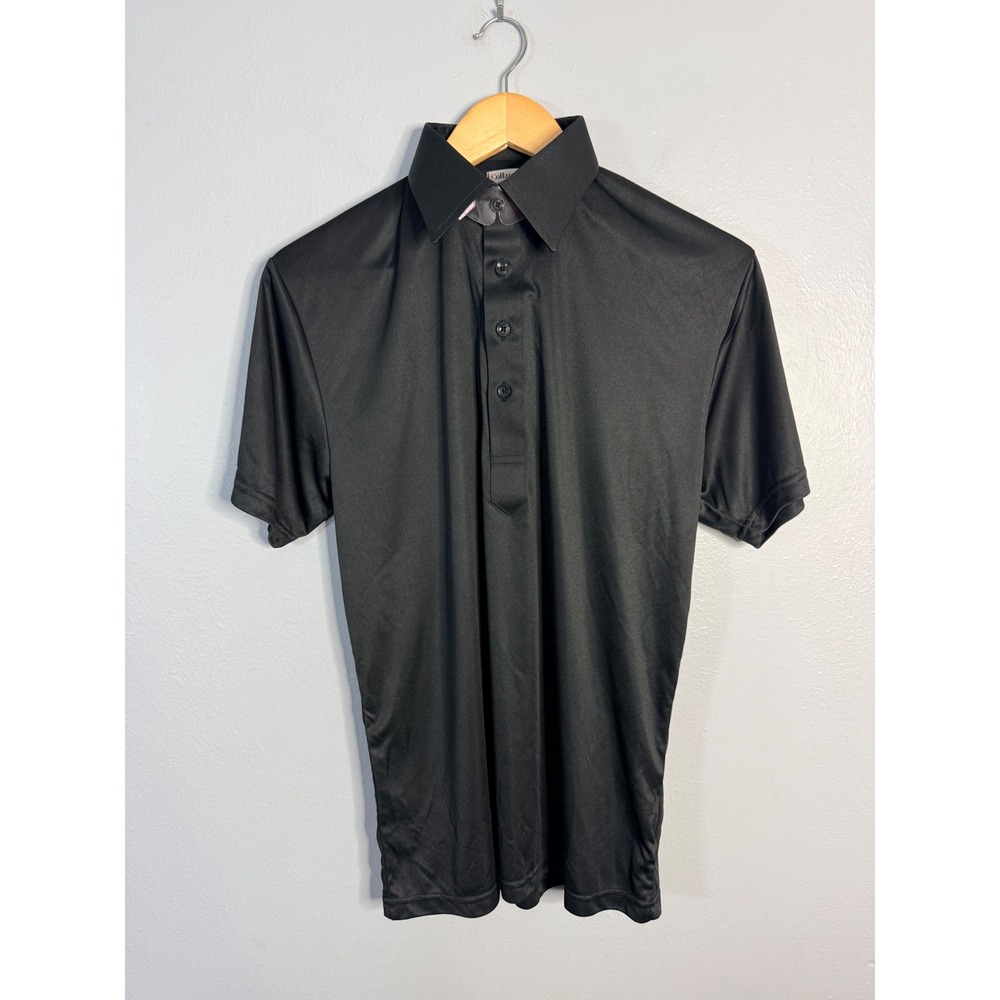 Collars & Co. Mens Black Short Sleeve Dress Collar‎ Polo Shirt Size Small